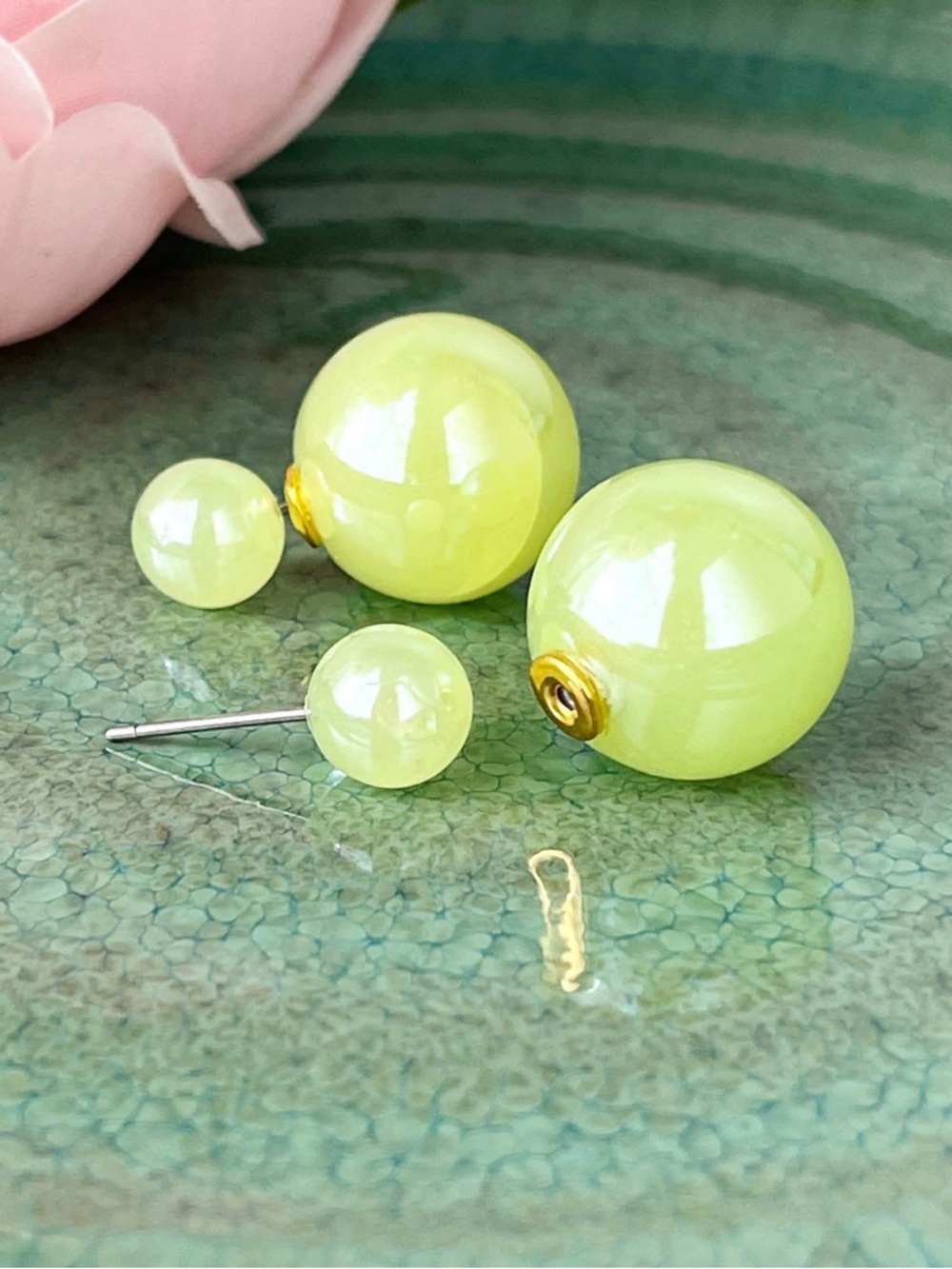 Park Lane Melon Lime Green Double-Sided Pearl Drop Earrings